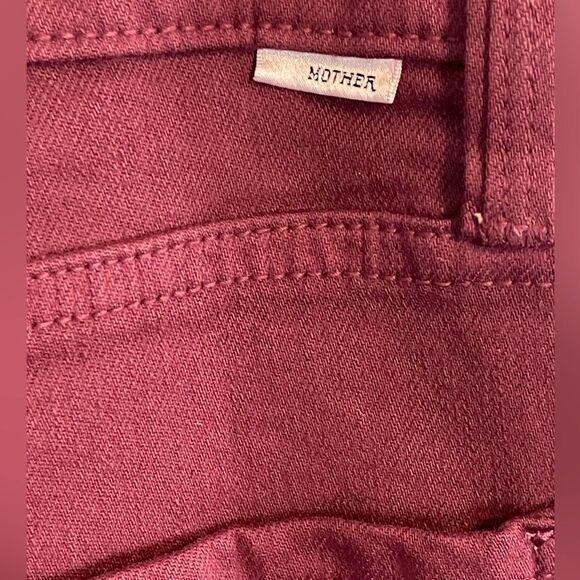 Mother The Tripper High-Rise Stretch Ankle Fray Cropped Jeans Burgundy Size 34 - Picture 12 of 14